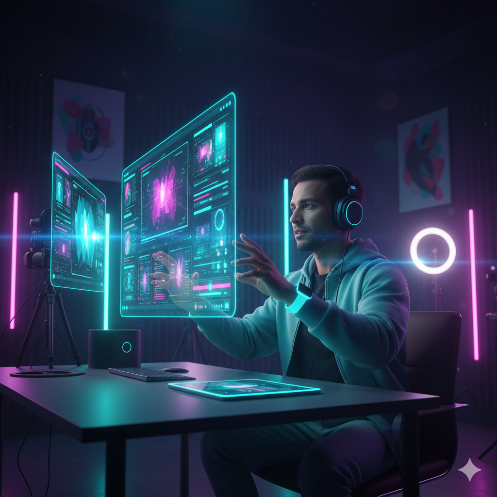 Creator using AI to generate visuals and video content